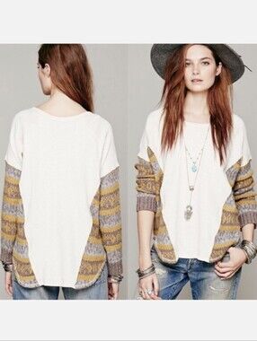 Free People Oversized Beautiful Sinner Pullover Sweater Womens Size M